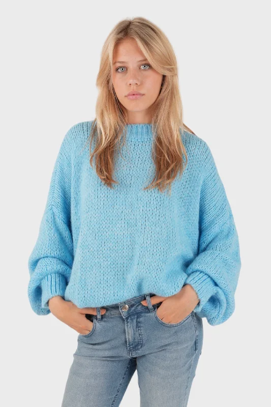 ""Keep me warm"" sweater blue