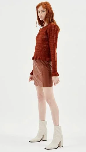 MINK PINK PEONY CROCHET KNIT JUMPER RUST