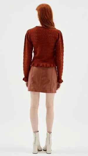 MINK PINK PEONY CROCHET KNIT JUMPER RUST