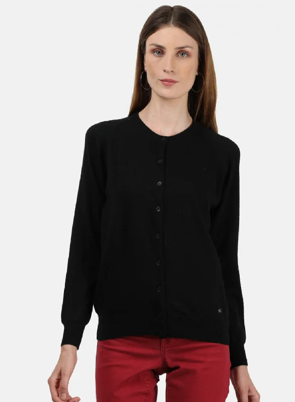 Women Black Solid Cardigan