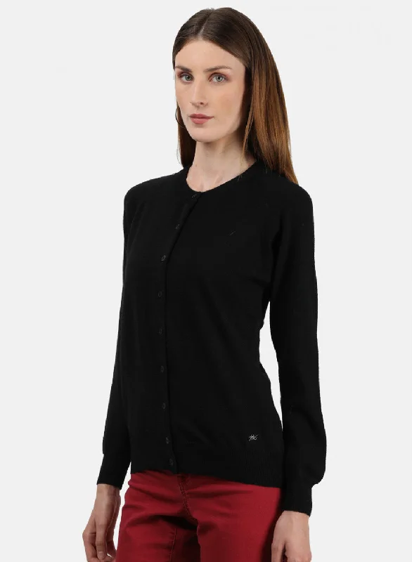 Women Black Solid Cardigan