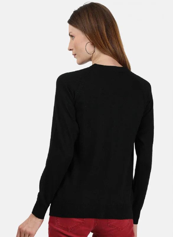 Women Black Solid Cardigan