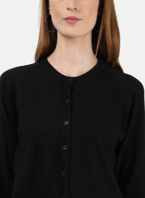 Women Black Solid Cardigan