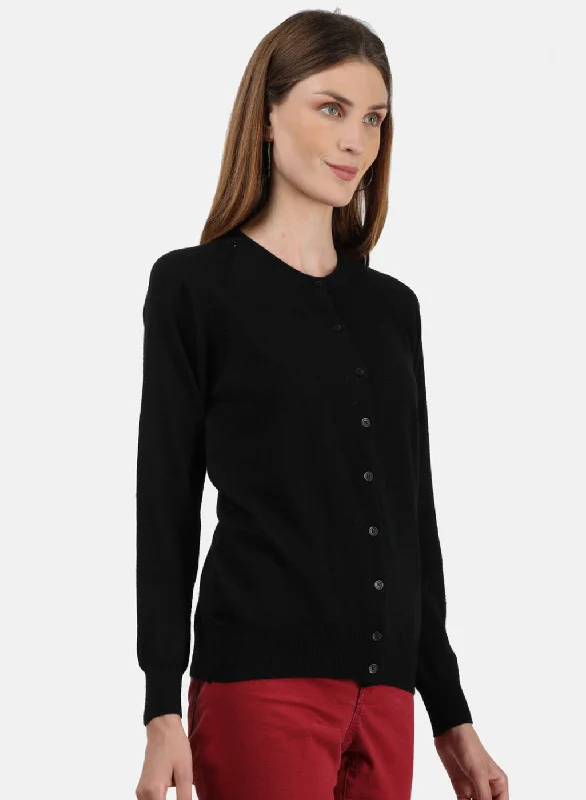 Women Black Solid Cardigan