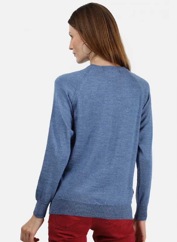 Women Blue Solid Cardigan