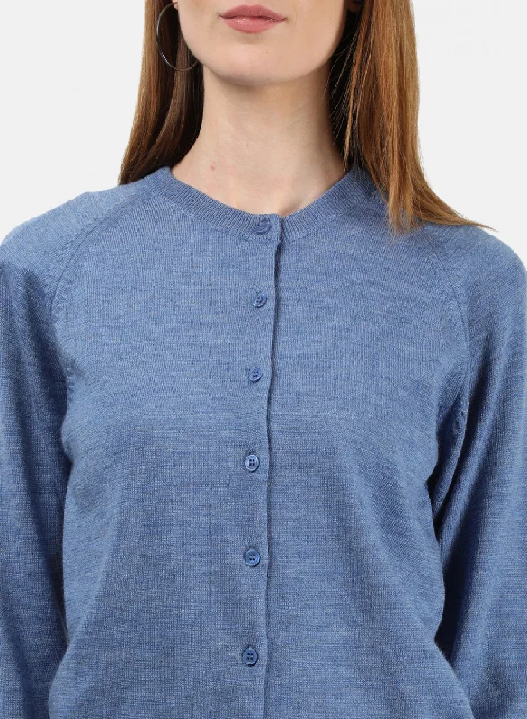 Women Blue Solid Cardigan