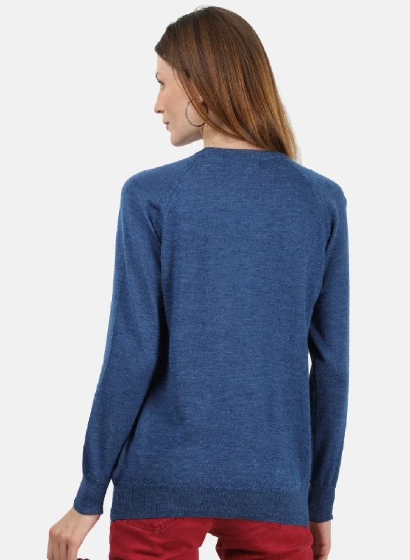 Women Blue Solid Cardigan