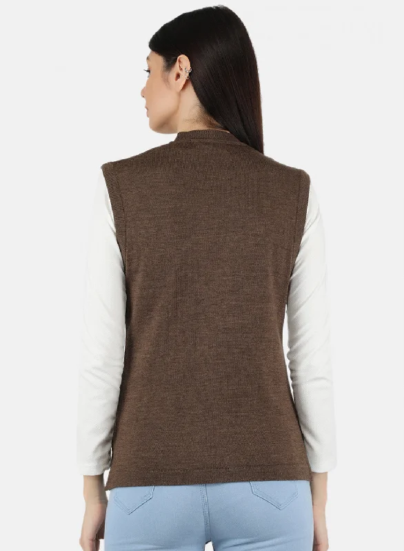 Women Brown Solid Cardigan