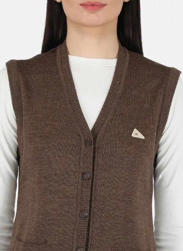 Women Brown Solid Cardigan