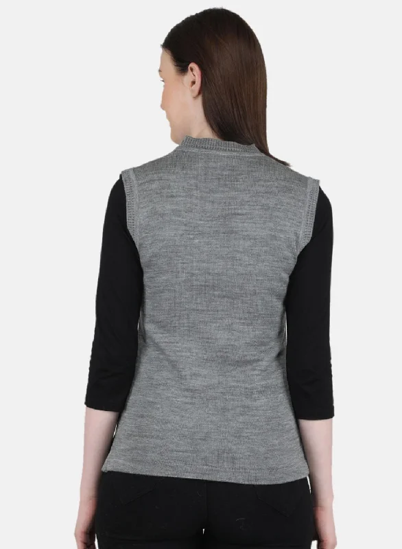 Women Grey Solid Cardigan