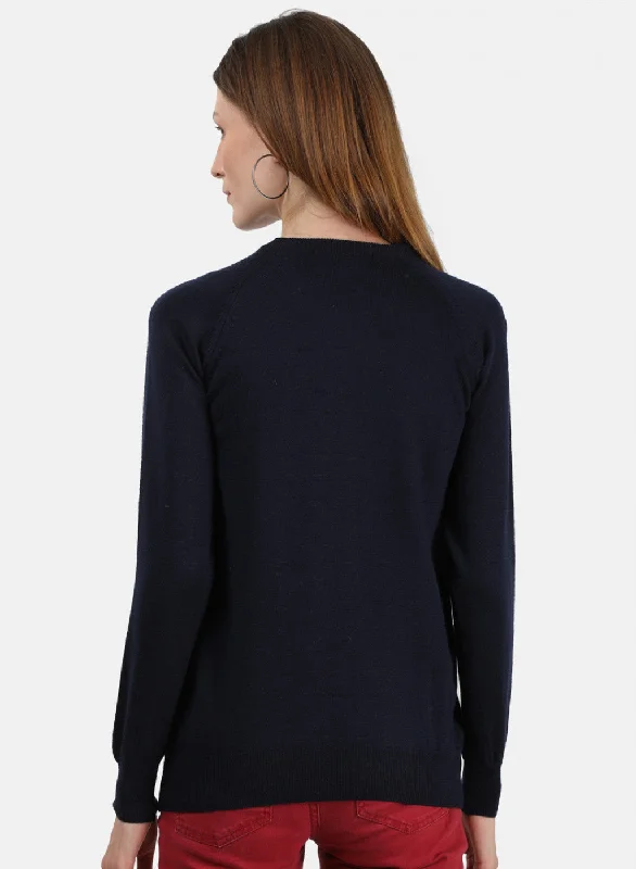 Women NAvy Blue Solid Cardigan