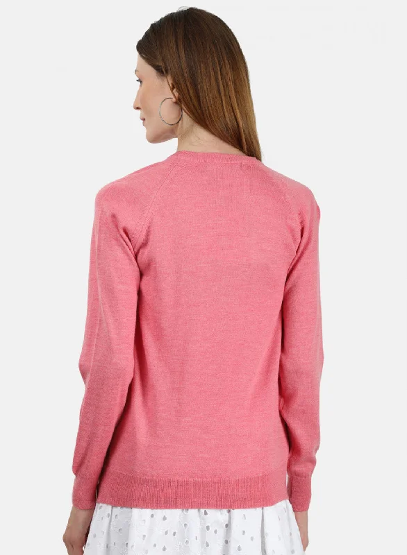 Women Pink Solid Cardigan