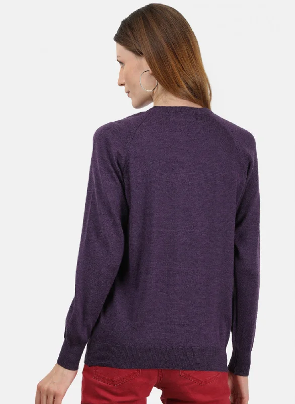 Women Purple Solid Cardigan