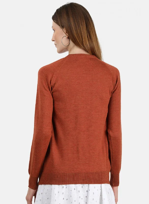 Women Rust Solid Cardigan