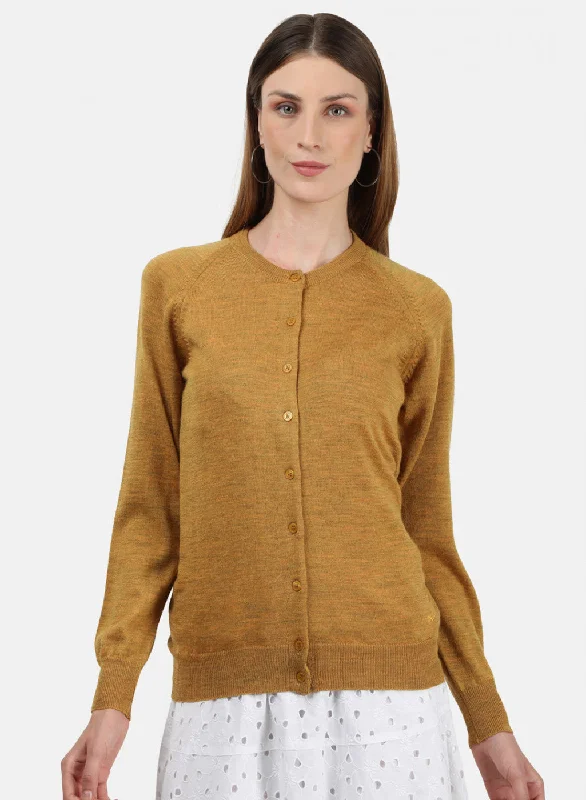 Women Yellow Solid Cardigan