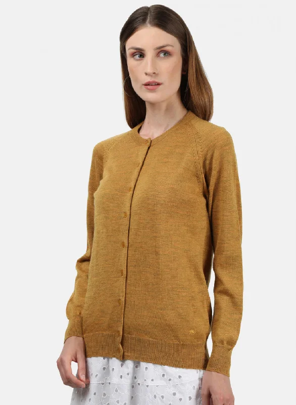 Women Yellow Solid Cardigan