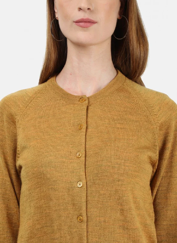 Women Yellow Solid Cardigan