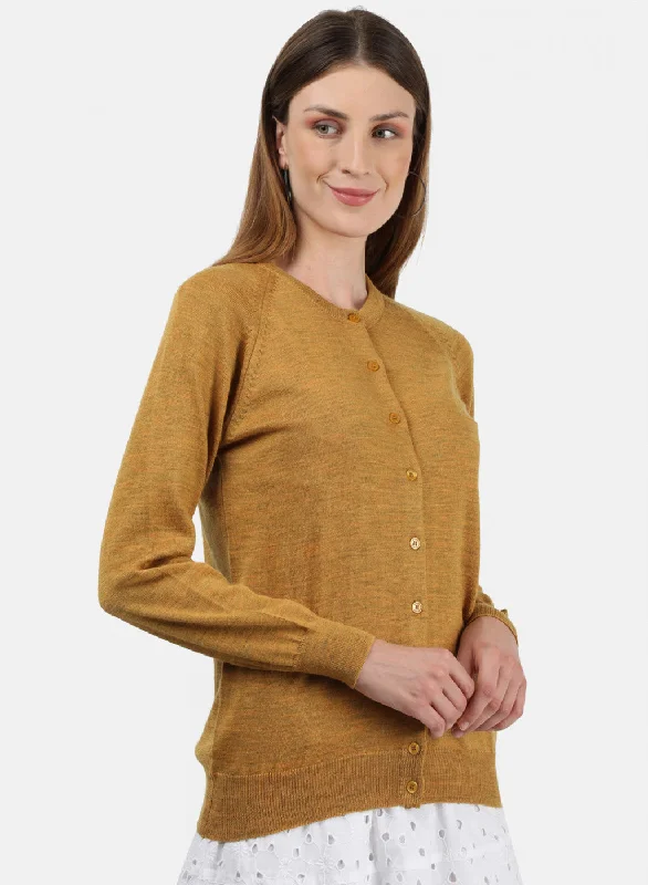 Women Yellow Solid Cardigan