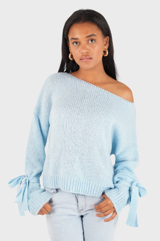 ""One shoulder"" sweater blue