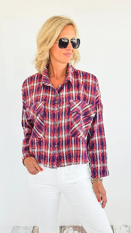 Plaid Buttoned Down Top