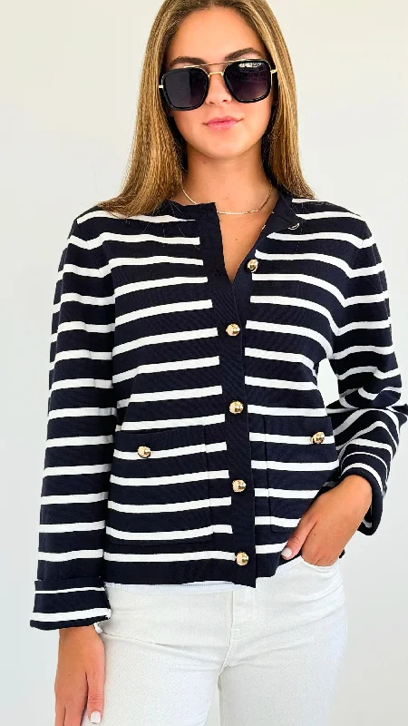 Striped Gold Button Cardigan