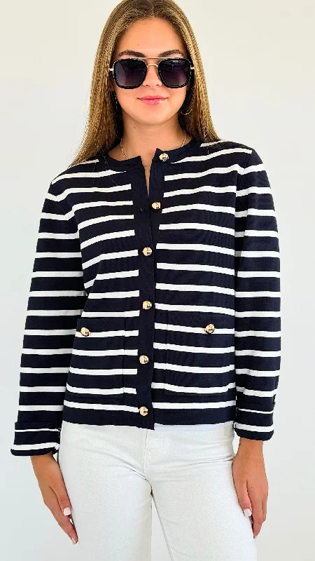 Striped Gold Button Cardigan