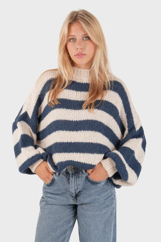 ""Striped"" sweater navy