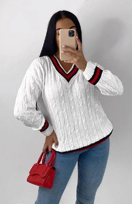 V-Neck Knitted Cricket Jumper