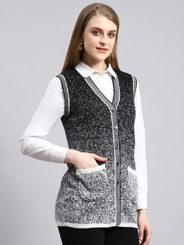 Women Black Jaquard Cardigan