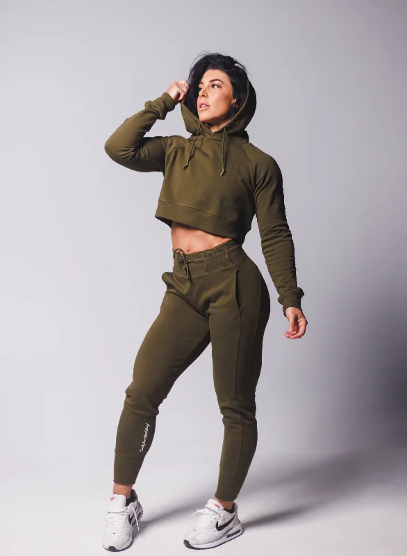 GOOD DAYS CROP HOODIE - OLIVE