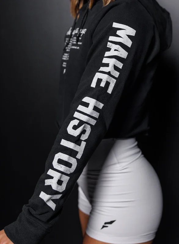 MAKE HISTORY CROP HOODIE - BLACK