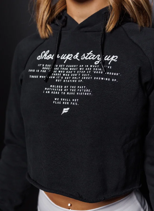 MAKE HISTORY CROP HOODIE - BLACK