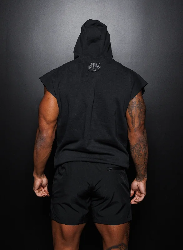 MAKE HISTORY - SLEEVELESS HOODIE - BLACK