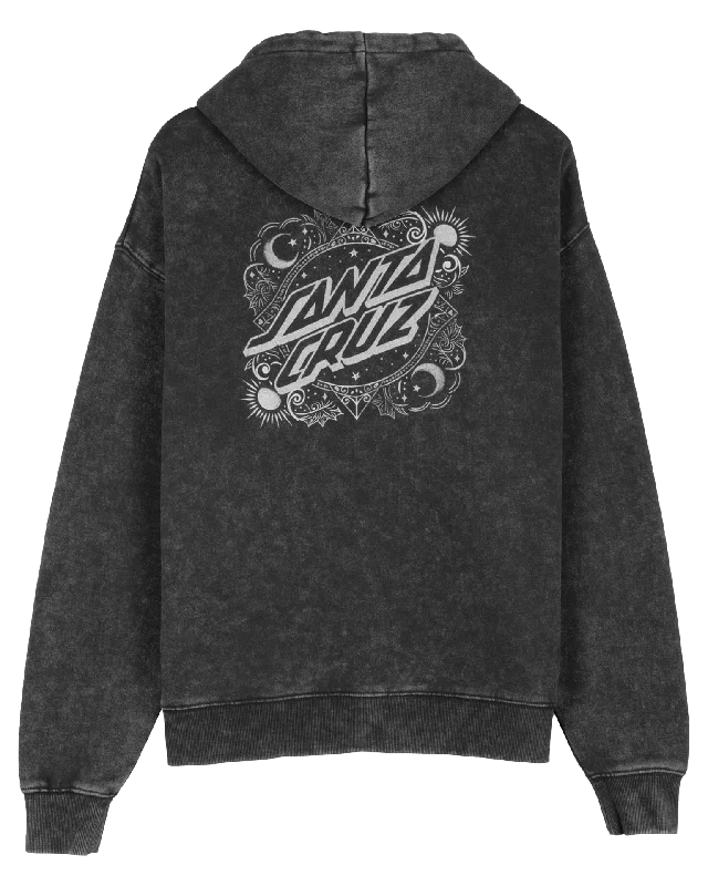 Ornate Dot Hoodie in Black Acid Wash