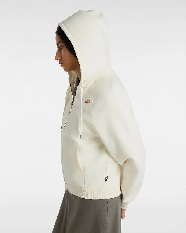 Checker Flower Cocoon Zip Hoodie in Marshmallow