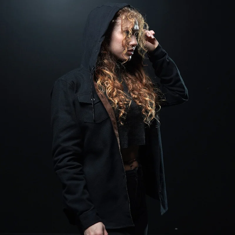 WOMEN'S HOODED FOREVER FLANNEL - BLACK