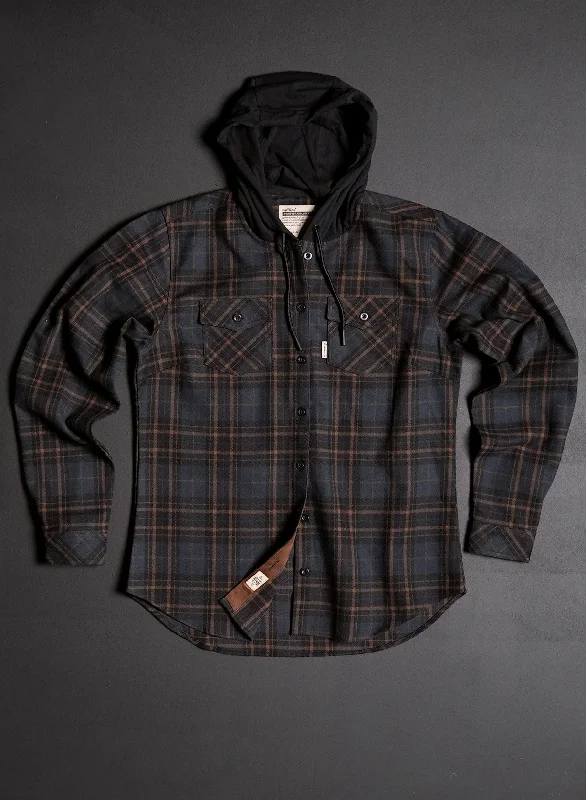 WOMEN'S HOODED FOREVER FLANNEL - NAVY