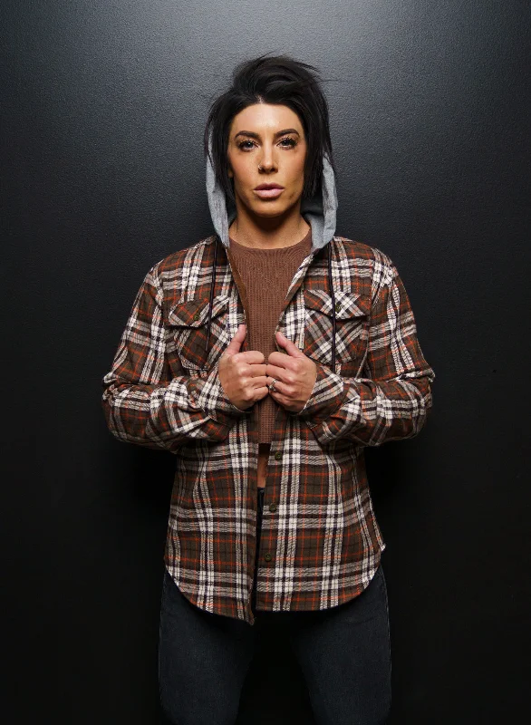 WOMEN'S HOODED FOREVER FLANNEL - ORANGE