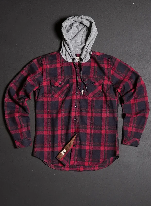 WOMEN'S HOODED FOREVER FLANNEL - RED