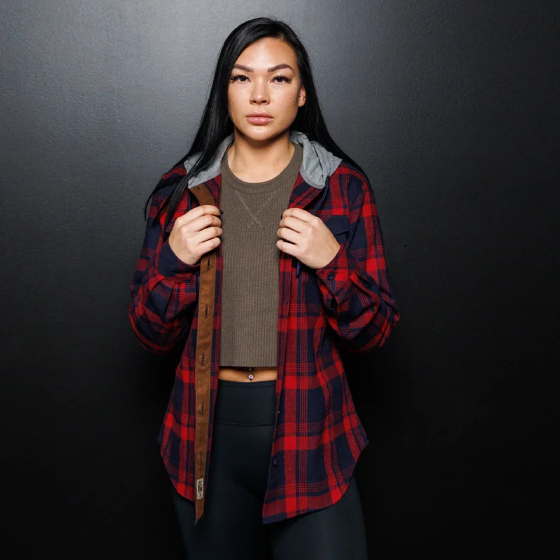 WOMEN'S HOODED FOREVER FLANNEL - RED