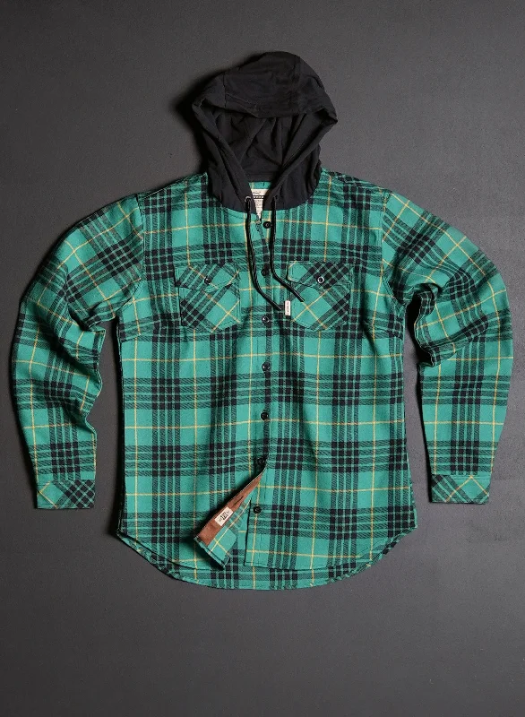 WOMEN'S HOODED NO HANDOUTS X FOREVER FLANNEL - GREEN