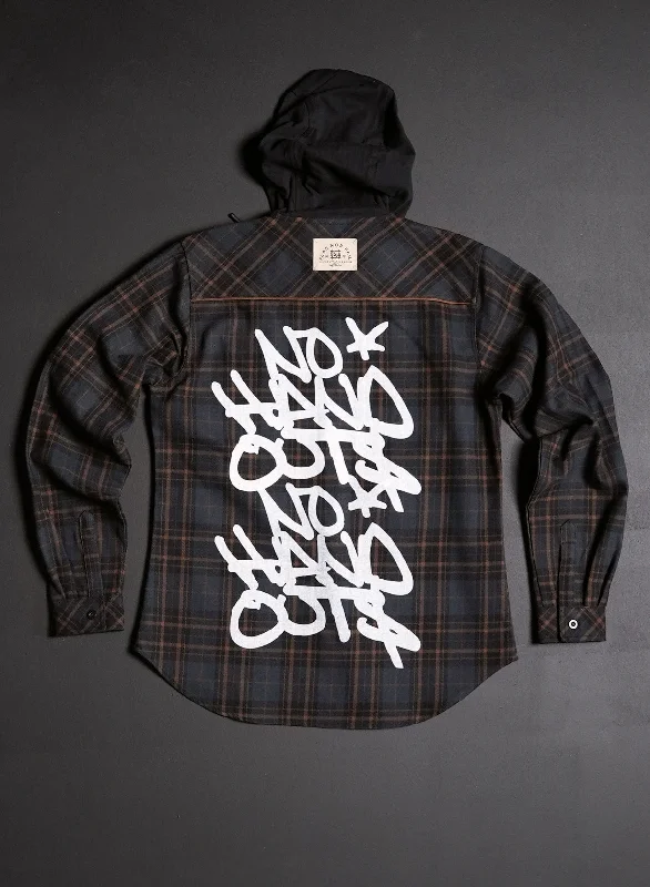 WOMEN'S HOODED NO HANDOUTS X FOREVER FLANNEL - NAVY