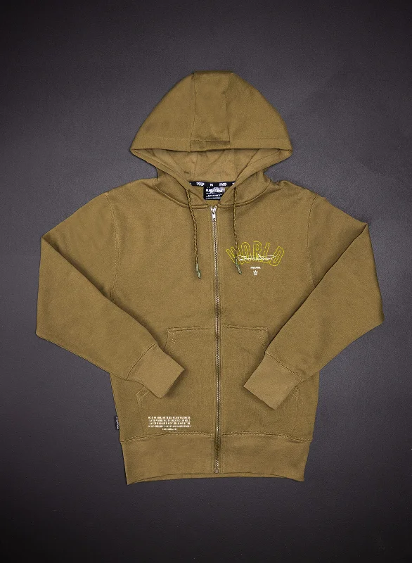 WORLD DOMINATION ZIP UP - OLIVE