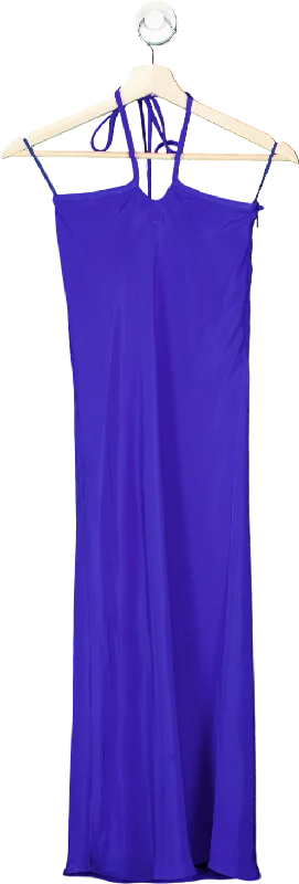 Christopher Esber Blue Silk Halterneck Dress UK 6