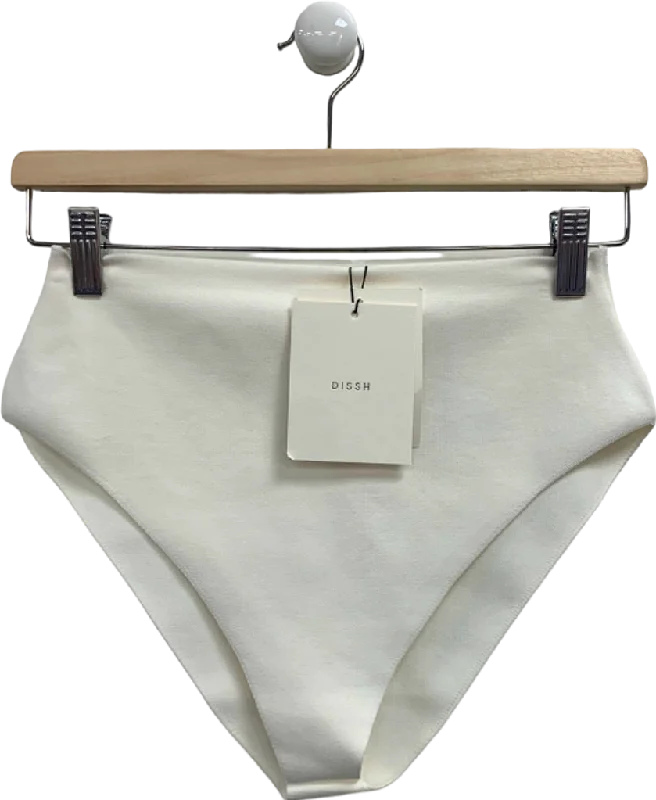 Dissh Off White High Waist Bikini Bottoms UK M