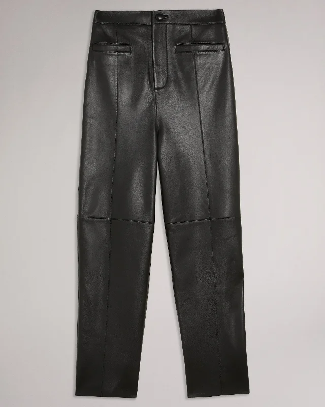 Enyyaa Panelled Leather Trousers Black