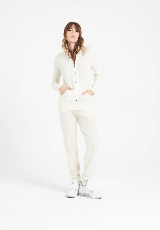 LILLY 11 Pantalon de survêtement en cachemire blanc écru