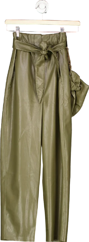 Nanushka Olive Faux Leather Trousers UK XS