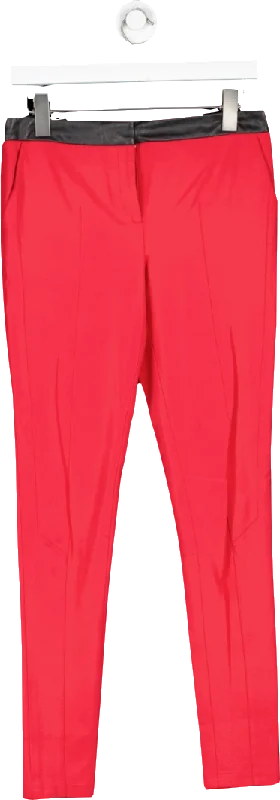 Ted Baker Red Slim Fit Trousers With Faux Leather Waist Band UK S