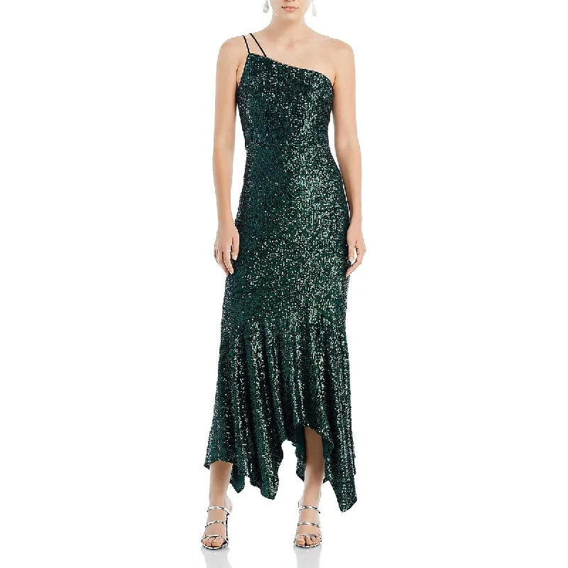Aqua Womens Sequined One-Shoulder Cocktail And Party Dress Tunics Cozy comfortable